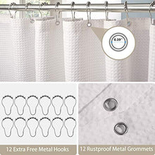 VANZAVANZU Shower Curtain for Bathroom with Metal Hooks Waffle Fabric Shower Curtain Heavy Duty Bath Curtain for Wet Room Bathtub Shower Stall,