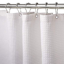 VANZAVANZU Shower Curtain for Bathroom with Metal Hooks Waffle Fabric Shower Curtain Heavy Duty Bath Curtain for Wet Room Bathtub Shower Stall,