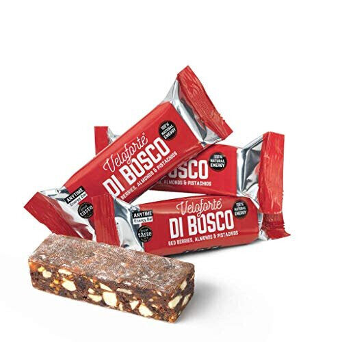 Veloforte Di Bosco Energy Bar - Berries & Almonds, Winner of Great Taste Awards, Healthy 100% Natural Sports Performance, Gluten-Free & Vega