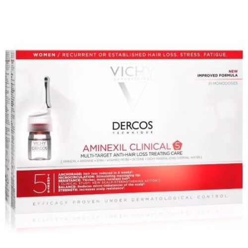 Vichy Aminexil Clinical 5 | Anti-Hair Loss Treatment | Female Fluid | 21 x 6ml Ampoules