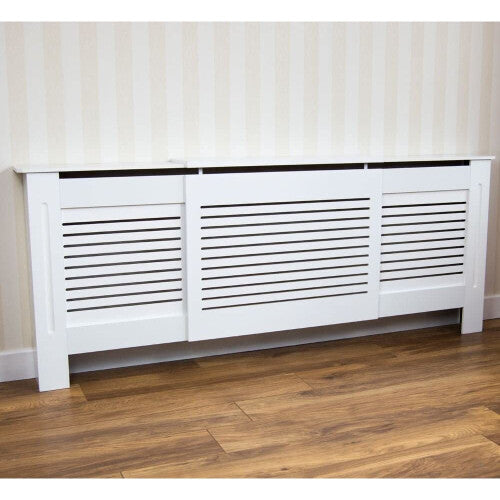 Vida Designs Milton Radiator Cover Adjustable Modern Slatted Grill Slats White Painted MDF Cabinet