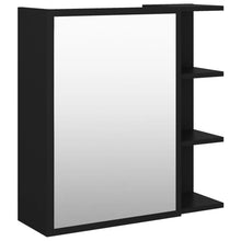 vidaXL Bathroom Mirror Cabinet Black Chipboard Washroom Wall Storage Rack