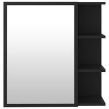 vidaXL Bathroom Mirror Cabinet Black Chipboard Washroom Wall Storage Rack