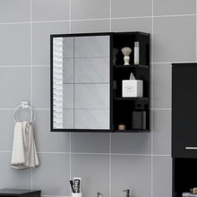 vidaXL Bathroom Mirror Cabinet Black Chipboard Washroom Wall Storage Rack