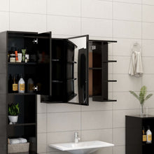 vidaXL Bathroom Mirror Cabinet Black Engineered Wood Storage Vanity Organiser