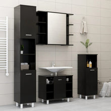 vidaXL Bathroom Mirror Cabinet Black Engineered Wood Storage Vanity Organiser