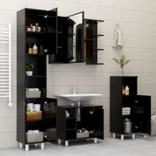 vidaXL Bathroom Mirror Cabinet Black Engineered Wood Storage Vanity Organiser