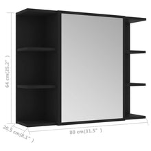 vidaXL Bathroom Mirror Cabinet Black Engineered Wood Storage Vanity Organiser