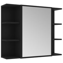 vidaXL Bathroom Mirror Cabinet Black Engineered Wood Storage Vanity Organiser