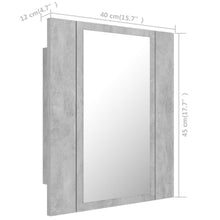 vidaXL LED Bathroom Mirror Cabinet Concrete Grey 40x12x45 cm Acrylic Mirror