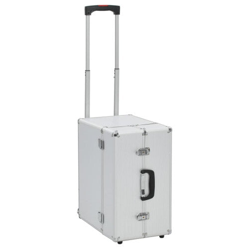 vidaXL Pilot Trolley Silver Aluminium Pilot Case Travel Bag Luggage Trolley