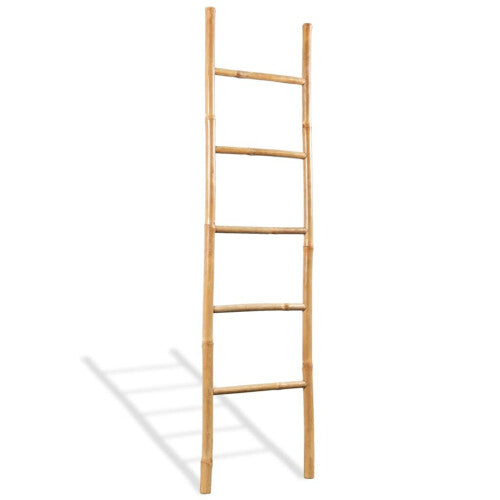 vidaXL Towel Ladder with 5 Rungs Bamboo 150cm Home Bathroom Hanger Rail Rack