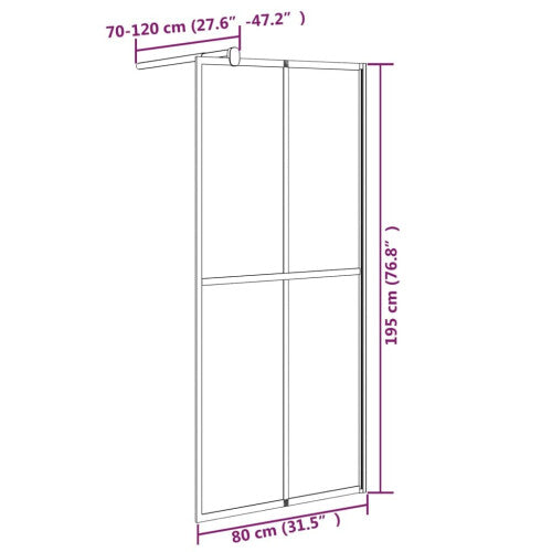 vidaXL Walk-in Shower Screen 80x195 cm Dark Tempered Glass Shower Enclosure