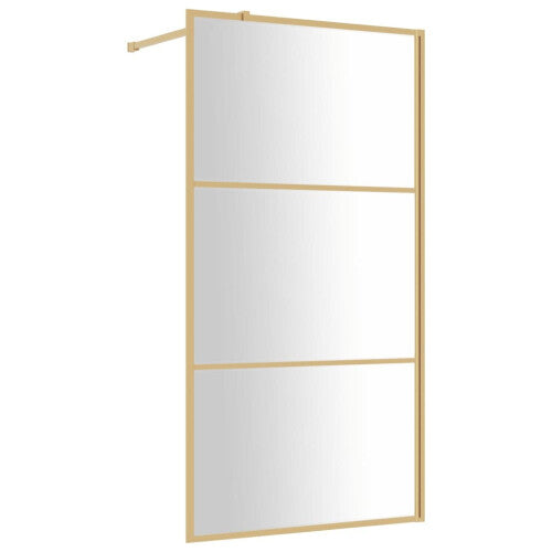 vidaXL Walk-in Shower Wall Bath Screen Shower Screen with Clear ESG Glass Gold