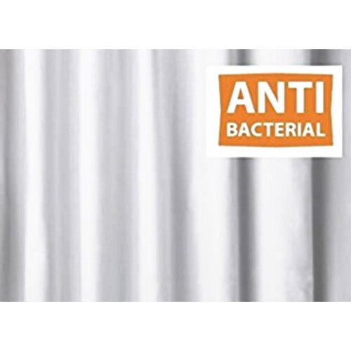 (W240 X L180) WG WHITE ANTI-BACTERIAL FABRIC SHOWER CURTAIN - VARIOUS SIZES - STANDARD OR EXTRA SHORT/LONG/NARROW or WIDE