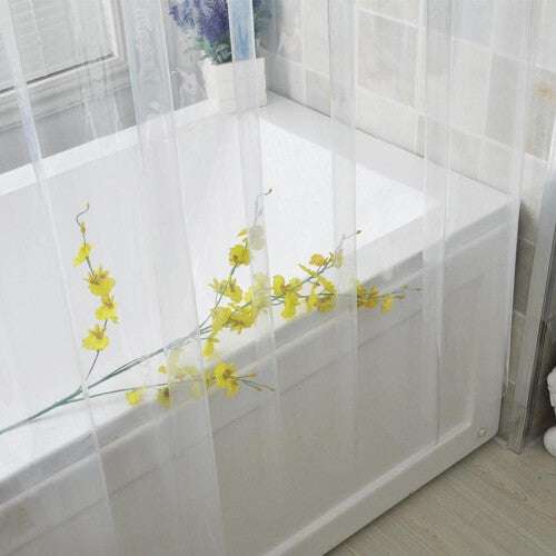 (W260xH200cm) Transparent Shower Curtain Waterproof Clear White Peva Bath Curtains Liner For Bathroom Mildew Home Hotel With Free Hooks