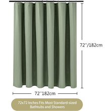 Waffle Shower Curtain with Metal Ring Bathroom Curtain 182x182cm Waterproof Mildew Resistant Green