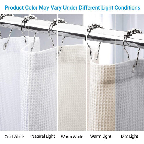 Waffle Weave White Shower Curtain, Waffle Textured Fabric Shower Curtain Heavy Duty, Hotel Quality Bathroom Shower Curtain, 72 x 72 Inches