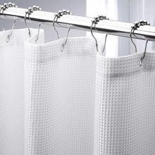 Waffle Weave White Shower Curtain, Waffle Textured Fabric Shower Curtain Heavy Duty, Hotel Quality Bathroom Shower Curtain, 72 x 72 Inches