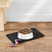 Waterproof Anti-Slip Silicone Placemat Pet Food and Water Bowl Mat, Easy to Clean, Solid, 47 x 29 cm, Black, Pack of 1