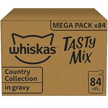 Whiskas 1+ Adult Tasty Mix in Gravy 84 Pouches, Adult Wet Cat Food, Country Collection, Megapack (84 x 85 g)