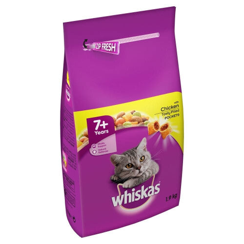 WHISKAS 7+ Complete Dry with Chicken 4x1.9kg