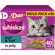 Whiskas Tasty Duo 1+ Surf and Turf in Jelly 40 x 85 g Pouches, Adult Cat Food