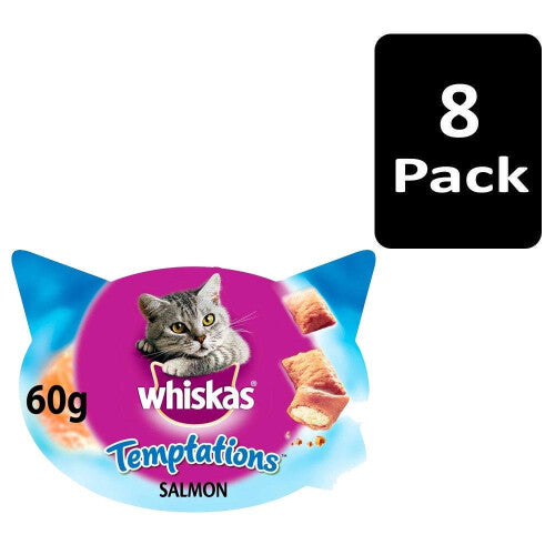 Whiskas Temptations Adult Cat Treats with Salmon 480g (8x60g Packs)