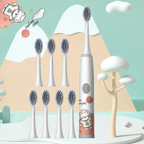 (White 8PCS) Children's Electric Toothbrush Cartoon Space Series