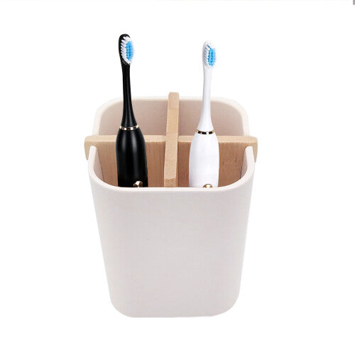 (white) Bamboo Fiber Toothbrush Holder, Eco-Friendly Organizer