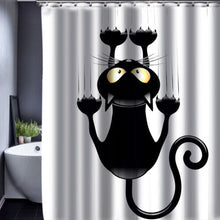 White Black Cat Waterproof Bathroom Shower Curtain 180 x 180CM Bathroom Floor Room