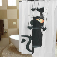 White Black Cat Waterproof Bathroom Shower Curtain 180 x 180CM Bathroom Floor Room