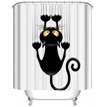 White Black Cat Waterproof Bathroom Shower Curtain 180 x 180CM Bathroom Floor Room