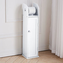 (White) Free Standing Bathroom Toilet Paper Roll Holder Cabinet