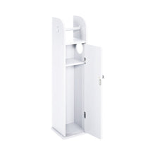 (White) Free Standing Bathroom Toilet Paper Roll Holder Cabinet