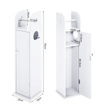 (White) Free Standing Bathroom Toilet Paper Roll Holder Cabinet