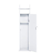 (White) Free Standing Bathroom Toilet Paper Roll Holder Cabinet