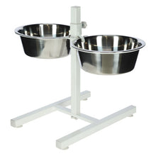 (white) Kerbl Pet Feeders With Stand 2x2.8 L 43 cm Animal Feeding Bar Black/White