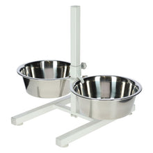 (white) Kerbl Pet Feeders With Stand 2x2.8 L 43 cm Animal Feeding Bar Black/White