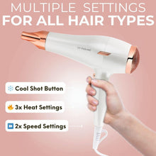 (White) Lightweight Hair Dryer - Silent Hair Dryer with Cold Air Setting for Enhanced Shine, Women's Hair Dryer, Multiple Temperature and Speed Settings