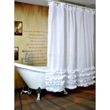 White Ruffled Princess Dress Design Shower Curtain Bathroom Waterproof