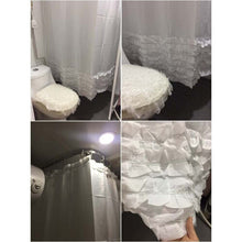 White Ruffled Princess Dress Design Shower Curtain Bathroom Waterproof