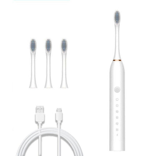 (White) Sonic Electric Toothbrush Ultrasonic Automatic USB Rechargeable IPX7 Waterproof