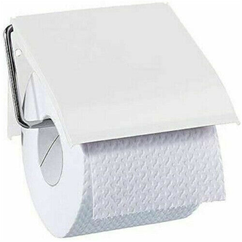 White Toilet Paper Roll Holder Wall Mounted Bathroom Metal Storage