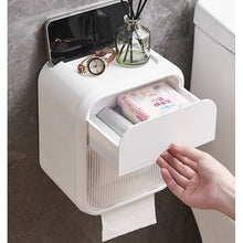 (White) Wall mounted tissue box with one drawer