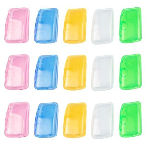 WIFUN 15 Pcs Travel Toothbrush Covers, Portable Toothbrush caps Toothbrush Protective Case for Home Outdoor Camping Hiking