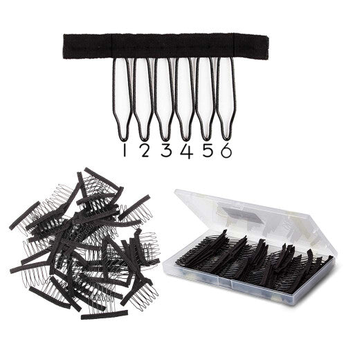 Wig Combs 60 Pcs Black Big Stainless Steel Wig Combs for Making Wigs M