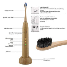 (Wireless Charging) Bamboo Electric Toothbrush Eco-friendly Intelligent Charcoal Toothbrush Nylon Bristles