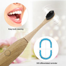 (Wireless Charging) Bamboo Electric Toothbrush Eco-friendly Intelligent Charcoal Toothbrush Nylon Bristles