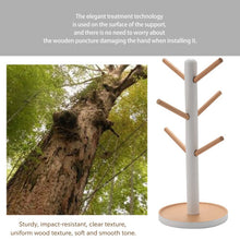 Wooden Mug Hanging Display Rack Drinkware Shelf with 6 Hooks Tree Shape Wood Coffee Tea Cup Storage Holder Stand White